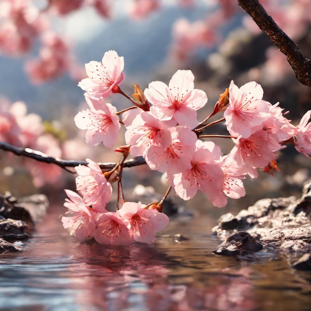 Sakura kersenbloesems in de lente Sakura kersenbloesoms in de lente