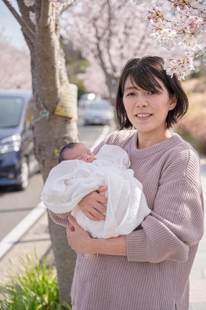 Sakura pasgeboren baby en moeder