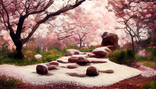 Sakura on the rocks