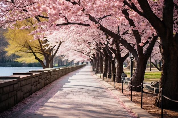 Sakura Serenity Blooming Trees in the Park