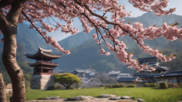 Sakura-tak bij de theeceremonie.