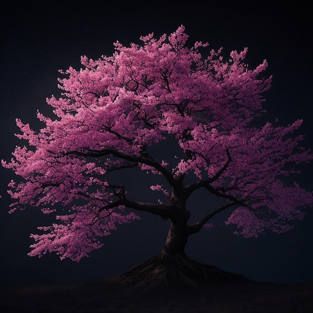 Дерево сакуры на темном фоне иллюстрации