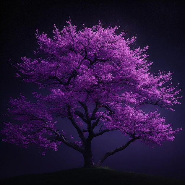 Photo sakura tree on dark background illustration