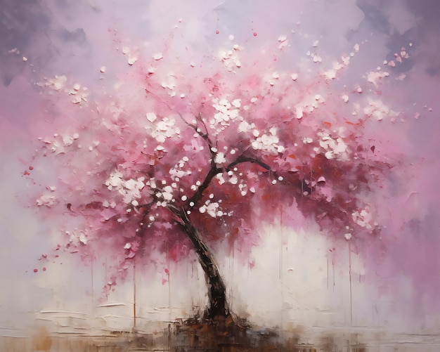 Sakura tree oil painting background