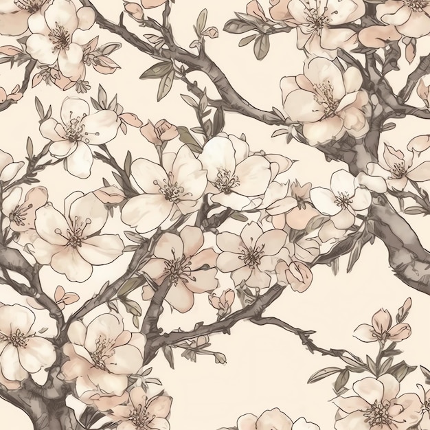 Sakura Tree old paper vintage digital paper