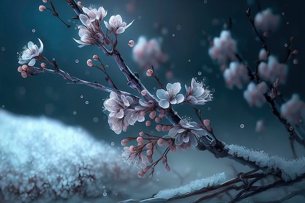 Sakura tree in winter time