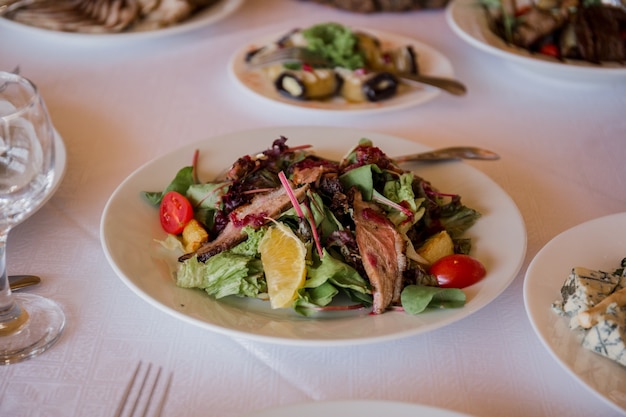 Salad at a banquet in a restaurant