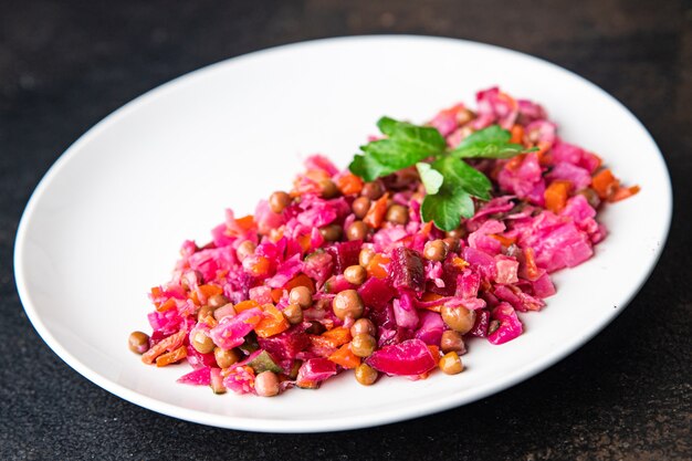 Salad beetroot beet vegetables vinaigrette meal snack on the table copy space food background