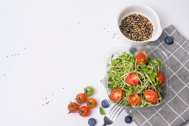 Salad on bowl Healthy freshness vegetables and fruits on white background Healthy eating concept