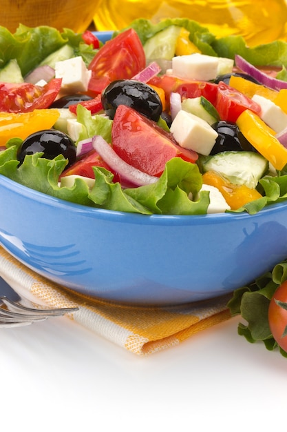 Salad in bowl isolated