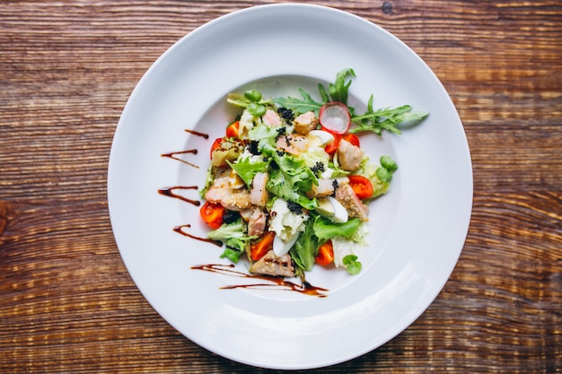 Salad bowl on a table