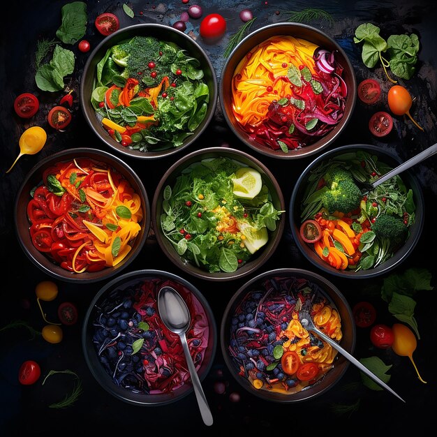 Photo salad bowls at a kitchen