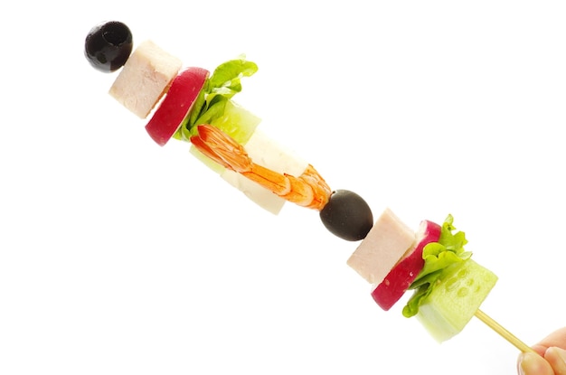 Photo salad canape on a white background