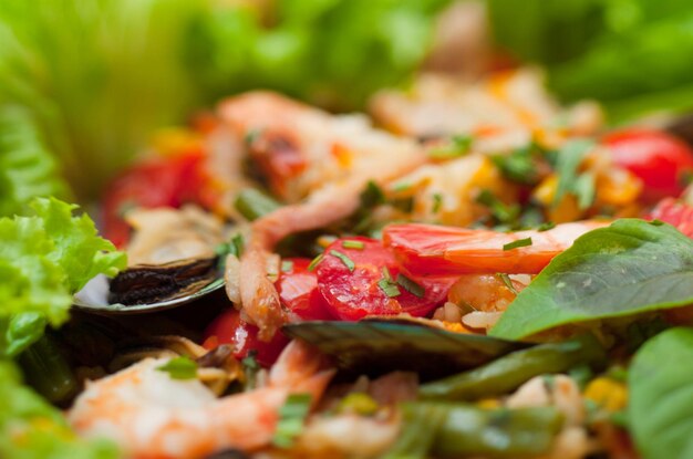 salad of cucumber, tomatoes and cabbage with sauce