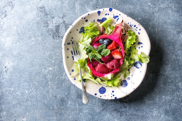 Salad in dragon fruit