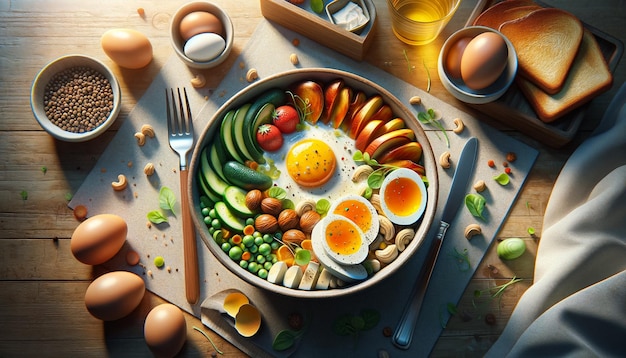 Salad food served in a bowl placed on a table