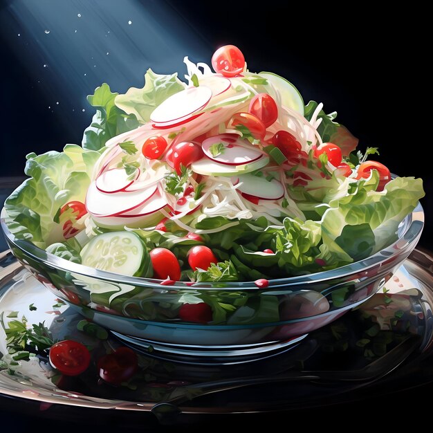 Salad in the glass bowl High resolution