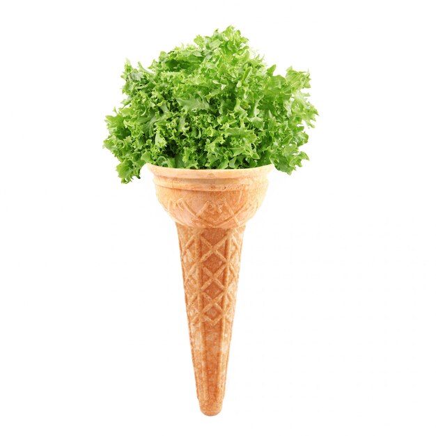 Salad like an ice cream on white 