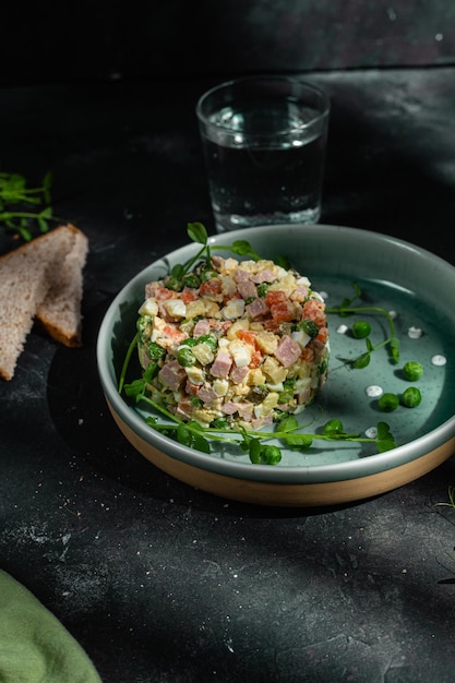 Salad Olivier in a plate