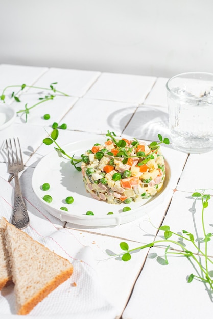 Salad Olivier in a plate