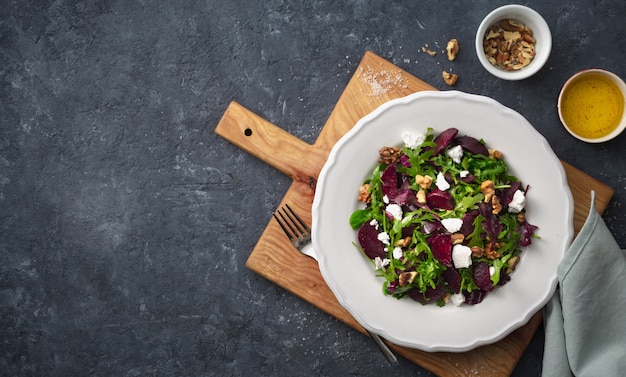 Salad plate on a cutting board