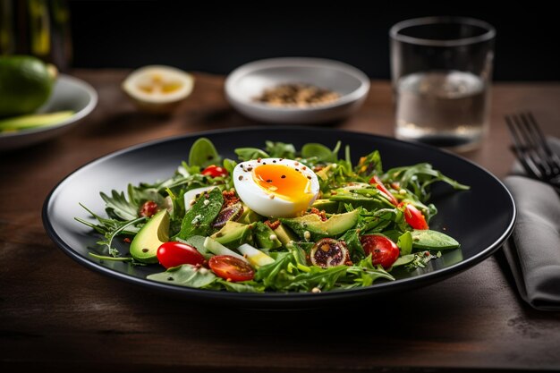 Salad Plate on Dark Wood Elegance