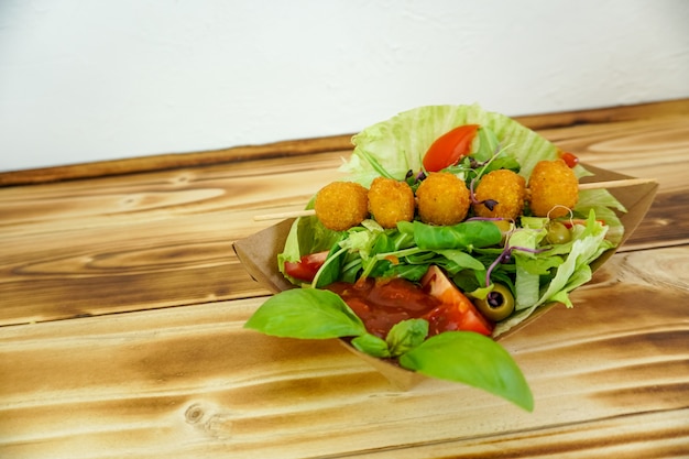 Salad on a restaurant table