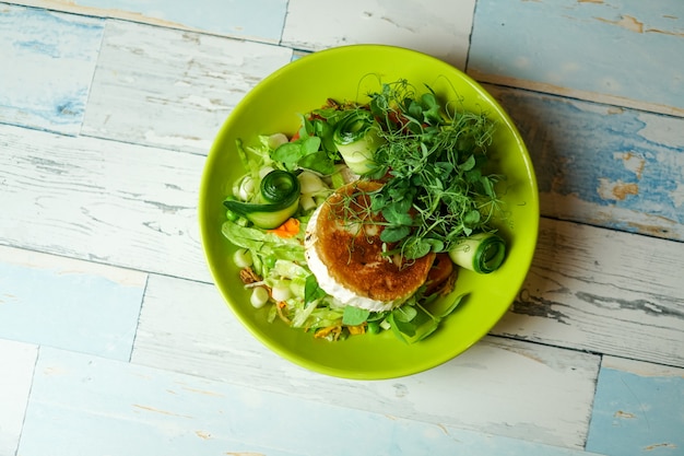 Salad on a restaurant table