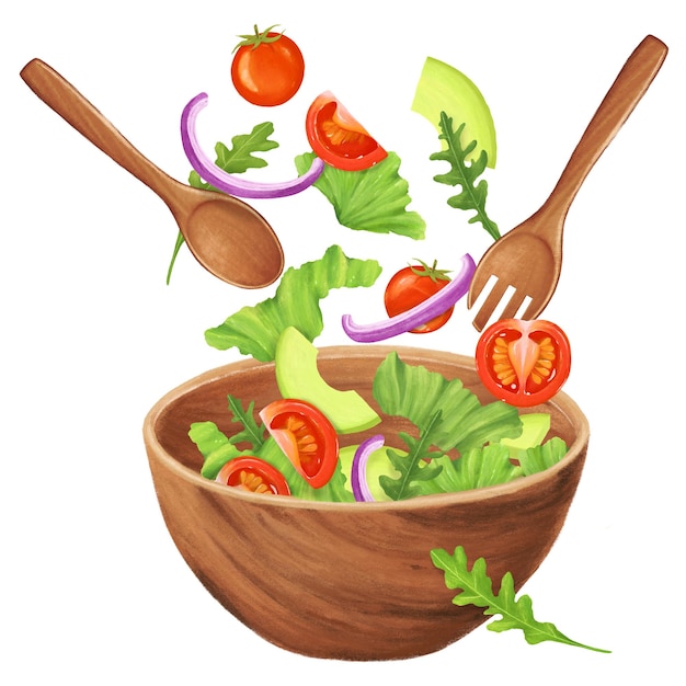 Salad schotel png illustratie gezonde voeding doorzichtige achtergrond