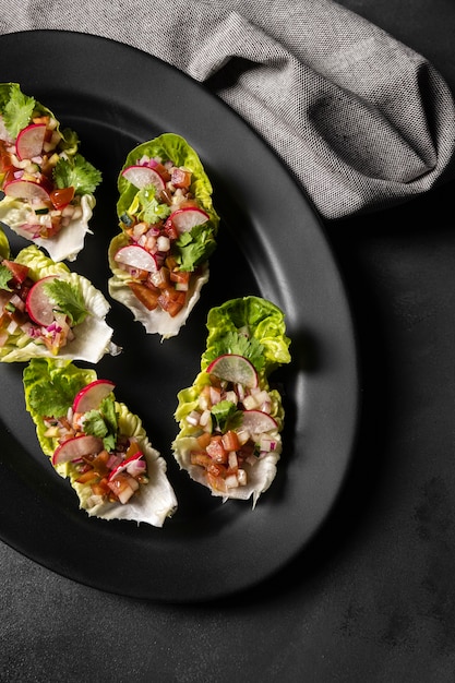 Photo salad on slices of bread and cloth