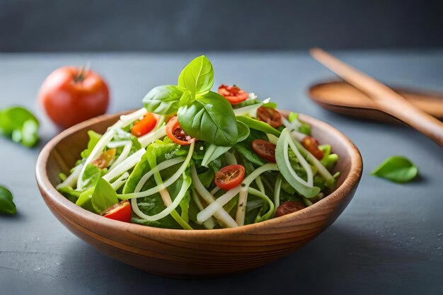 A salad of spinach, cucumber, and tomatoes
