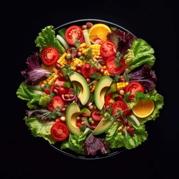 Salad top angle photography