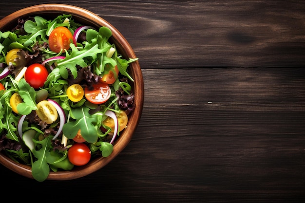 Foto insalata verdura dieta fresca vegetariana cibo di fondo estivo verde sano scuro ia generativa