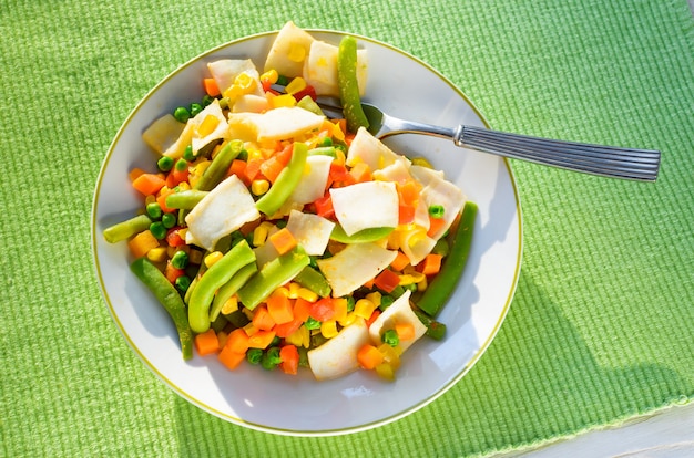 Salad vegetable mix "Mexican" and squid