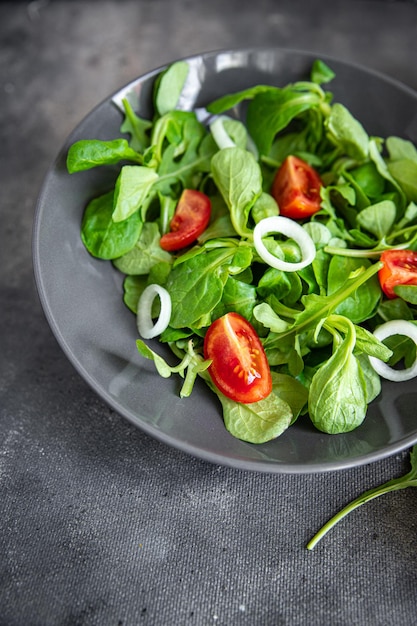 salad vegetable tomato, onion, lettuce mix, mache green fresh healthy meal food snack diet