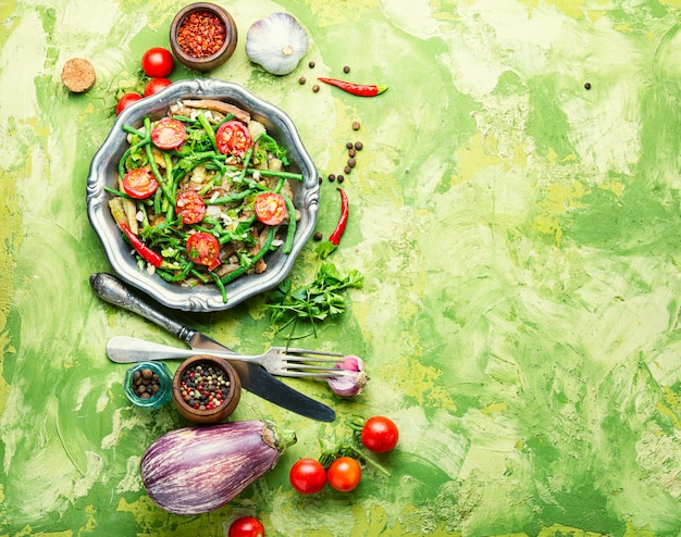 Photo salad with asparagus beans
