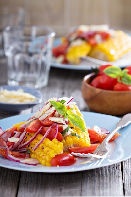 Salad with baked corn