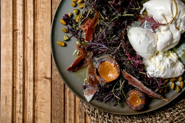 Salad with burrata cheese