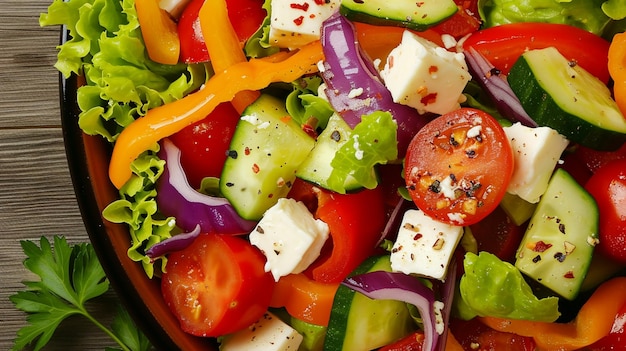 Salad with cheese and fresh vegetables Ai Generative