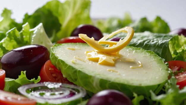 Photo salad with cheese and lettuce