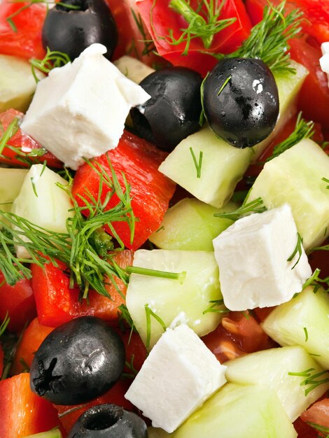 Salad with cheese and olives