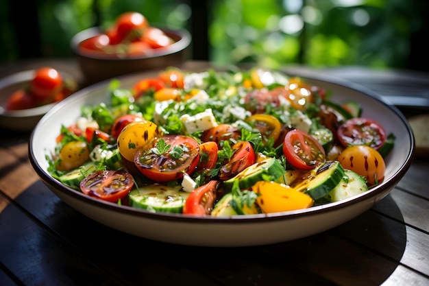 salad with cherry tomatoes feta cheese and arugula