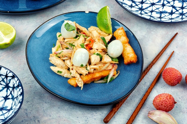 Salad with chicken lychee and lime