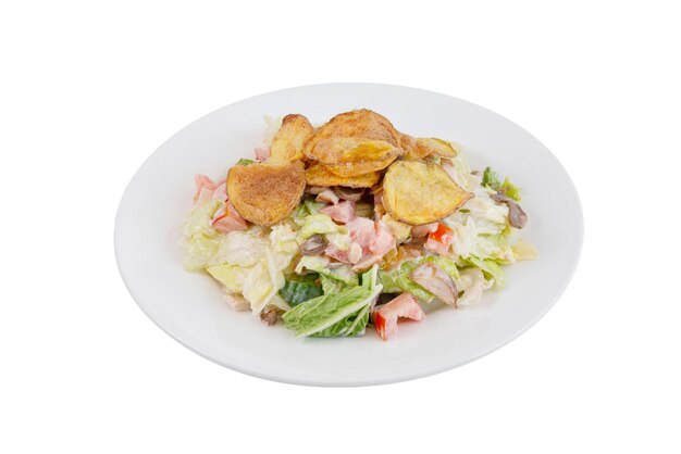 salad with chicken vegetables and chips