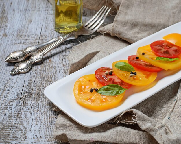 Salad with different sliced tomato