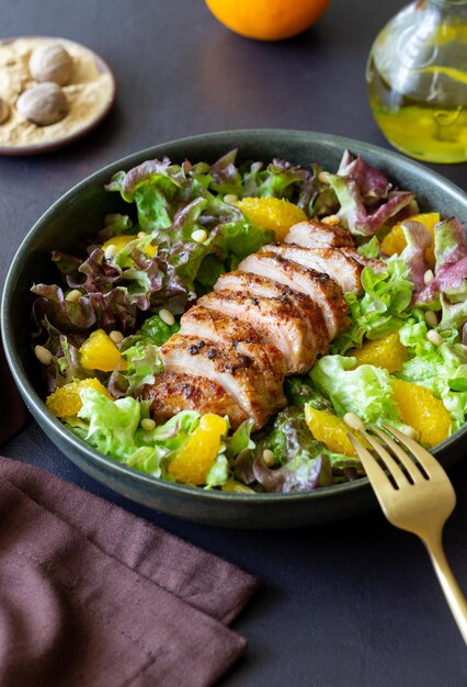 Salad with duck oranges and nuts Healthy eating Diet