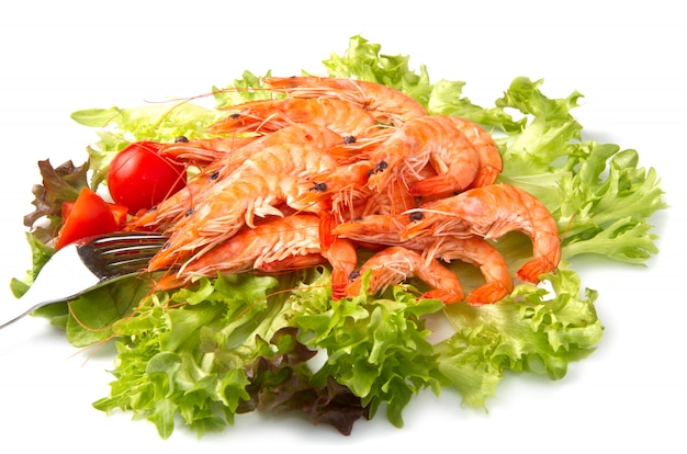 salad with fresh prawn