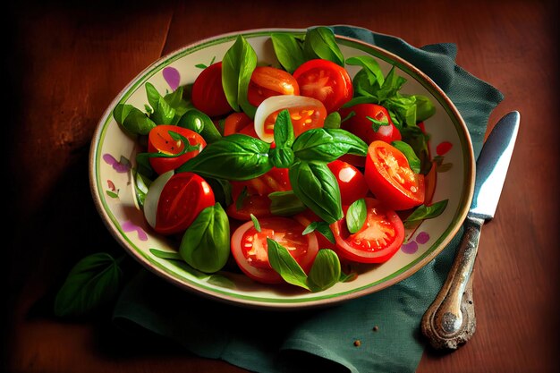 Foto insalata con pomodori freschi