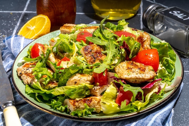 Salad with grill chicken breast