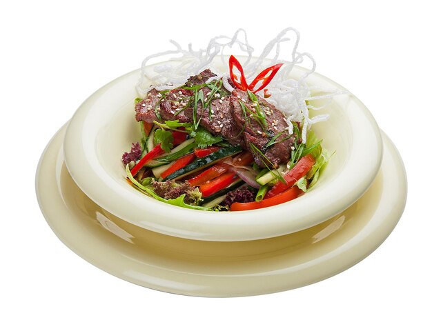 Salad with marinated veal and vegetables Asian cuisine